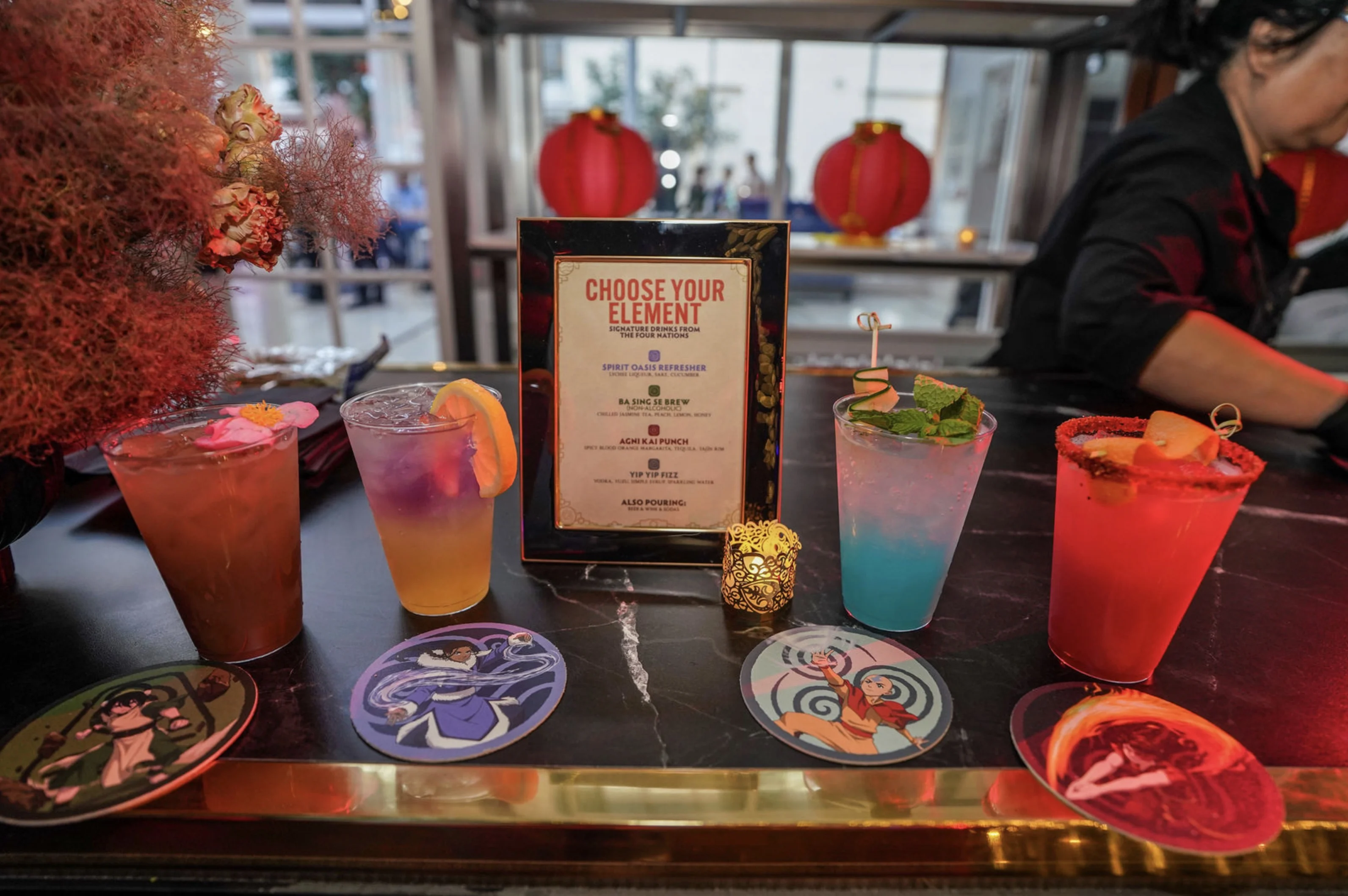 SDCC 2025 Choose Your Element cocktails